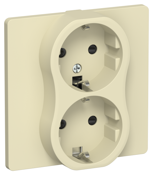 IEK FLITE Розетка 2-местная с заземлением с защитными шторками безвинтовое крепление 16А РСш12-1-К-ФлН навахо IEK, FI-R24C-16-1-K87