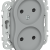 FLITE Розетка 2-местная без заземления с защитными шторками безвинтовое крепление 10А РСш02-1-ФлС серый IEK, FI-R23-10-1-K03