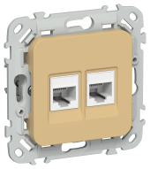 FLITE Розетка 2-местная RJ45/RJ11 категория 5Е/3 UTP РКТ5е/3-2-0-ФлШм шамуа IEK, FI-KT22-1-K89