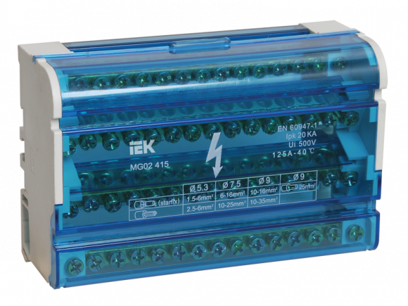 IEK Шины на DIN-рейку в корпусе (кросс-модуль) ШНК 4х15 3L+PEN IEK, YND10-4-15-125