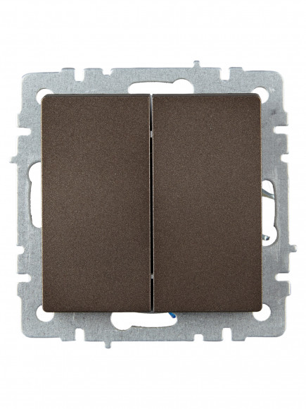IEK BRITE Выключатель 2-клавишный проходной 10А ВС10-2-6-БрТБ темная бронза , BR-V22-0-10-K45