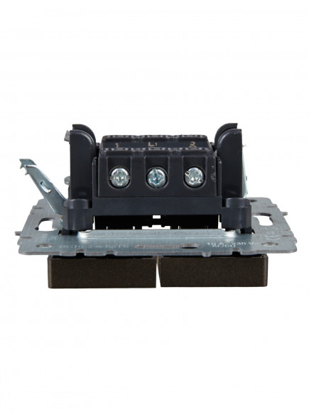 IEK BRITE Выключатель 2-клавишный проходной 10А ВС10-2-6-БрТБ темная бронза , BR-V22-0-10-K45