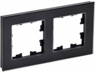BRITE Рамка 2 -местная РУ-2-2-БрЧ стекло черный , BR-M22-G-K02