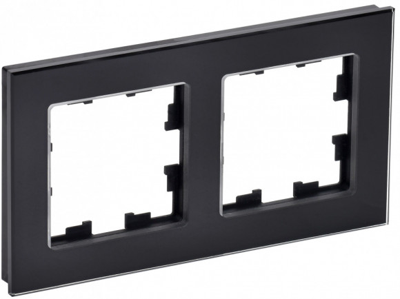 IEK BRITE Рамка 2 -местная РУ-2-2-БрЧ стекло черный IEK, BR-M22-G-K02