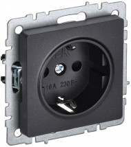 BRITE Розетка 1-местная с заземлением без защитных шторок 16А РС11-1-0-БрЧ черный , BR-R11-16-K02