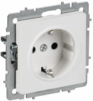 BRITE Розетка 1-местная с заземлением с защитными шторками 16А РС14-1-0-БрАБ арктический белый , BR-R14-16-K91
