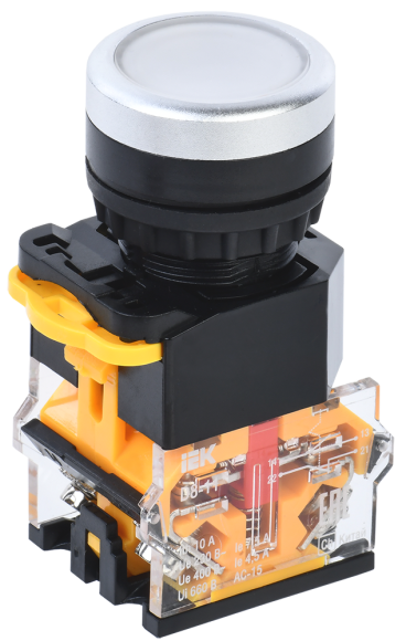 IEK Кнопка управления D8-11 d=22мм 1NO+1NC белая IEK, BBT30-11-3-22-K01