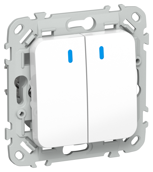 IEK FLITE Выключатель 2-клавишный кнопочный проходной с индикацией 10А ВС62-2-1-ФлБ белый IEK, FI-V28-1-10-1-K01