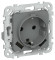 IEK FLITE Розетка 1-местная с заземлением с защитными шторками 16А с USB A+A 3,1А РСЮша11-0-ФлМА мокрый асфальт IEK, FI-R14-16-U21-D31-K80