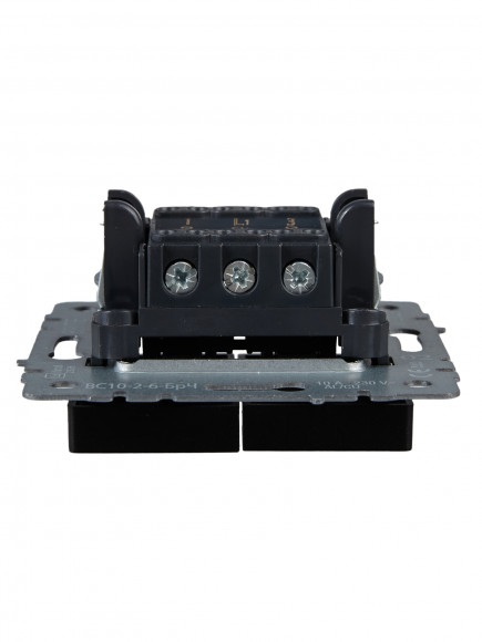 IEK BRITE Выключатель 2-клавишный проходной 10А ВС10-2-6-БрЧ черный , BR-V22-0-10-K02