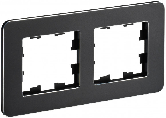 IEK BRITE Рамка 2-местная РУ-2-1-Бр металл черный RE IEK, BR-M22-M-01-K02