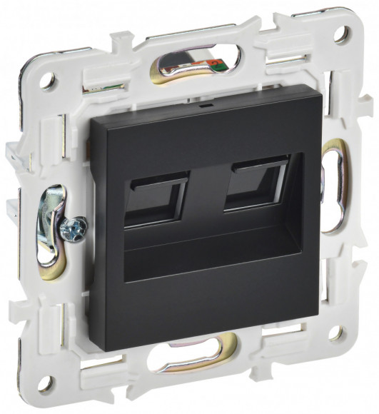 IEK SKANDY Розетка компьютерная двойная RJ45 кат.5E SK-K03Bl черный IEK, SK-K20-1-K02
