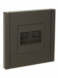 FORTE&PIANO Розетка двойная RJ11+RJ45 кат.5E FP335 серый , FP-KT20-O-1-K03