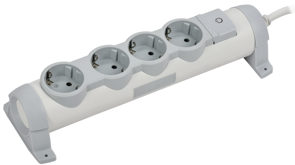 IEK COMFORT Удлинитель У04К 4 места 2P+PE 3м 3х1,5мм2 16А белый IEK, 694627