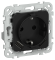 IEK FLITE Розетка 1-местная с заземлением с защитными шторками 16А с USB A+A 3,1А РСЮша11-0-ФлЧ черный IEK, FI-R14-16-U21-D31-K02
