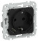 IEK FLITE Розетка 1-местная с заземлением с защитными шторками 16А с USB A+A 3,1А РСЮша11-0-ФлЧ черный IEK, FI-R14-16-U21-D31-K02