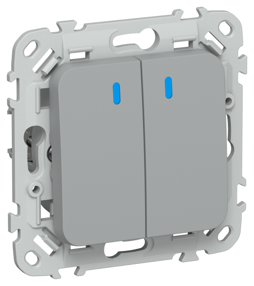 IEK FLITE Выключатель 2-клавишный проходной с индикацией 10А ВС62-1-1-ФлС серый IEK, FI-V22-1-10-1-K03