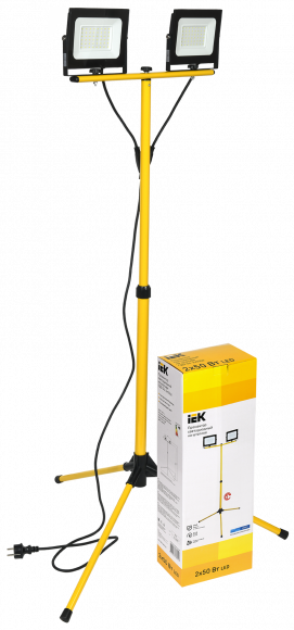 IEK Прожектор светодиодный СДО 06-2x50Ш штатив 6500К IP65 черный IEK, LPDO606-2X050-65-K02