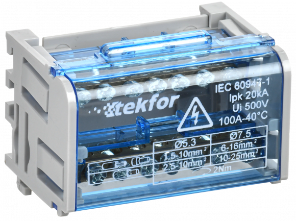 IEK TEKFOR Шины на DIN-рейку (кросс-модуль) ШНК 2х7 L+PEN IEK, TF-DN10-2-07-100