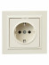IEK BRITE Розетка 1-местная с заземлением с защитными шторками 16А в сборе РСР14-1-0-БрКр бежевый , BR-R14-16-K10-F
