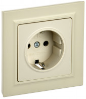 BRITE Розетка 1-местная с заземлением с защитными шторками 16А в сборе РСР14-1-0-БрКр бежевый , BR-R14-16-K10-F