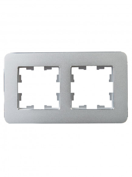 IEK BRITE Рамка 2-местная РУ-2-1-Бр металл алюминий RE IEK, BR-M22-M-01-K47