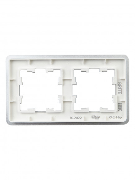 IEK BRITE Рамка 2-местная РУ-2-1-Бр металл алюминий RE IEK, BR-M22-M-01-K47