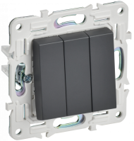 SKANDY Выключатель 3-клавишный 10А SK-V11T титан , SK-V30-0-10-K48