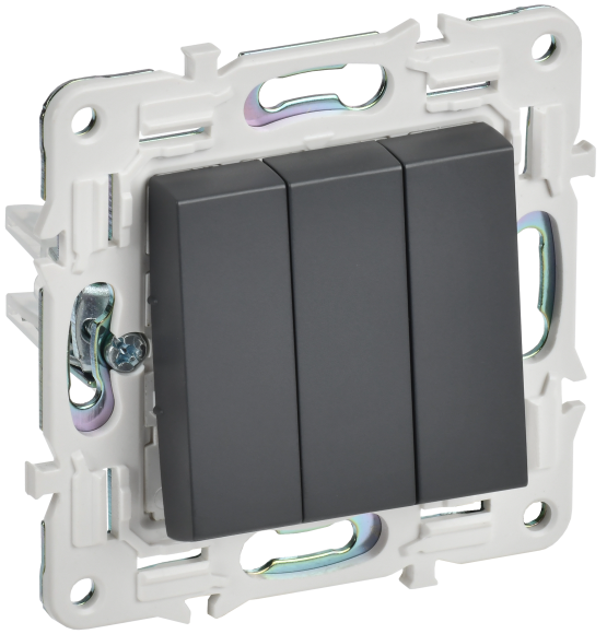 IEK SKANDY Выключатель 3-клавишный 10А SK-V11T титан , SK-V30-0-10-K48