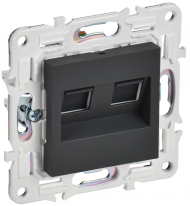 SKANDY Розетка компьютерная двойная RJ45 кат.5E SK-K03G графит , SK-K20-1-K53