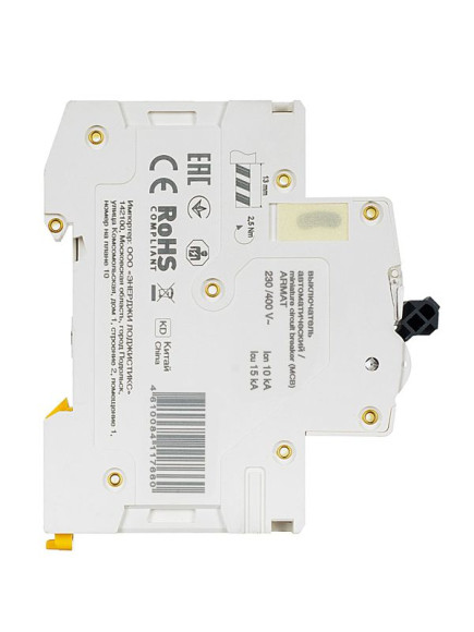 IEK ARMAT Автоматический выключатель M10N 1P C 6А IEK, AR-M10N-1-C006 IEK ARMAT Автоматический выключатель M10N 1P C 6А IEK, AR-M10N-1-C006