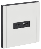 FORTE&PIANO Розетка USB A+C 18Вт FP251M металл белый IEK, FP-U22-018-M-K01