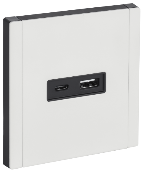 IEK FORTE&PIANO Розетка USB A+C 18Вт FP251M металл белый IEK, FP-U22-018-M-K01