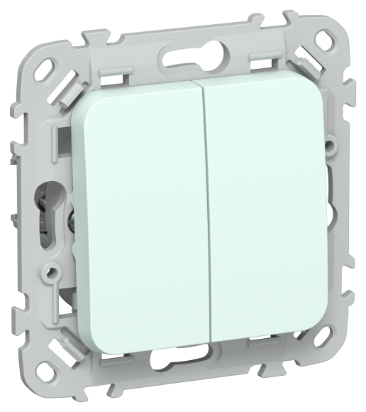 IEK FLITE Выключатель 2-клавишный кнопочный 10А ВС12-2-0-ФлХЛ холодный лед IEK, FI-V24-0-10-1-K94