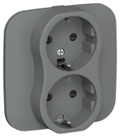 FLITE Розетка 2-местная с заземлением с защитными шторками безвинтовое крепление 16А РСш12-1-А-ФлМА мокрый асфальт IEK, FI-R24A-16-1-K80