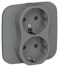 FLITE Розетка 2-местная с заземлением с защитными шторками безвинтовое крепление 16А РСш12-1-А-ФлМА мокрый асфальт IEK, FI-R24A-16-1-K80
