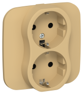 FLITE Розетка 2-местная с заземлением без защитных шторок безвинтовое крепление 16А РС12-1-А-ФлШм шамуа IEK, FI-R21A-16-1-K89