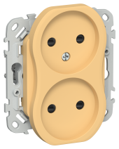 FLITE Розетка 2-местная без заземления с защитными шторками 10А РСш02-0-ФлЗ золотарник IEK, FI-R23-10-K90