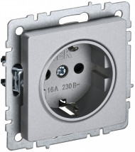 BRITE Розетка 1-местная с заземлением с защитными шторками 16А РС14-1-0-БрА алюминий , BR-R14-16-K47