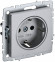 IEK BRITE Розетка 1-местная с заземлением с защитными шторками 16А РС14-1-0-БрА алюминий , BR-R14-16-K47