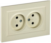 BRITE Розетка 2-местная без заземления без защитных шторок 10А в сборе РС12-2-БрКр бежевый , BR-R20-10-K10-F
