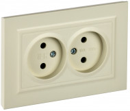 BRITE Розетка 2-местная без заземления без защитных шторок 10А в сборе РС12-2-БрКр бежевый , BR-R20-10-K10-F