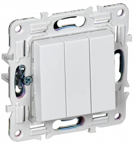 IEK SKANDY Выключатель 3-клавишный 10А SK-V11W арктический белый , SK-V30-0-10-K01