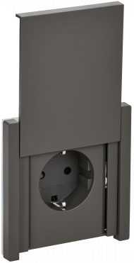 FORTE&PIANO Розетка 1-местная с заземлением с защитными шторками и крышкой безвинтовое крепление 16А IP44 FP319 серый , FP-R16-16-1-44-K03