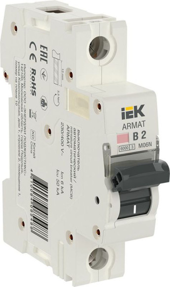 IEK ARMAT Автоматический выключатель M06N 1P B 2А IEK, AR-M06N-1-B002