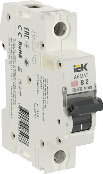IEK ARMAT Автоматический выключатель M06N 1P B 2А IEK, AR-M06N-1-B002