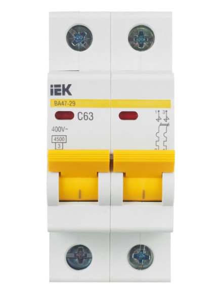 IEK KARAT Автоматический выключатель ВА47-29 2P C 63А 4,5кА IEK, MVA20-2-063-C