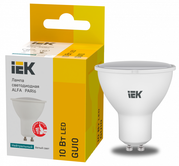 IEK Лампа светодиодная ALFA PAR16 софит 10Вт 230В 4000К GU10 (6шт)IEK, LLA-PAR16-10-230-4-GU10-6