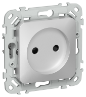 FLITE Розетка без заземления с защитными шторками безвинтовое крепление 10А РСш01-1-ФлА алюминий IEK, FI-R13-10-1-K47
