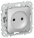 IEK FLITE Розетка без заземления с защитными шторками безвинтовое крепление 10А РСш01-1-ФлА алюминий IEK, FI-R13-10-1-K47